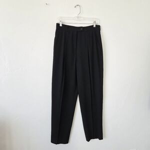 Vintage Calvin Klein 100% Wool Trousers Pants Front Pleat Black High Waist 12